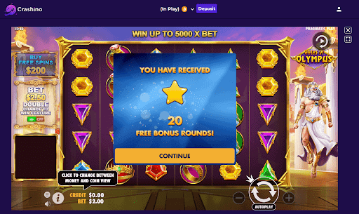 gates of Olympus 20 free spins bonus