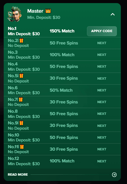 Masterplay casino12 step bonus claim.png